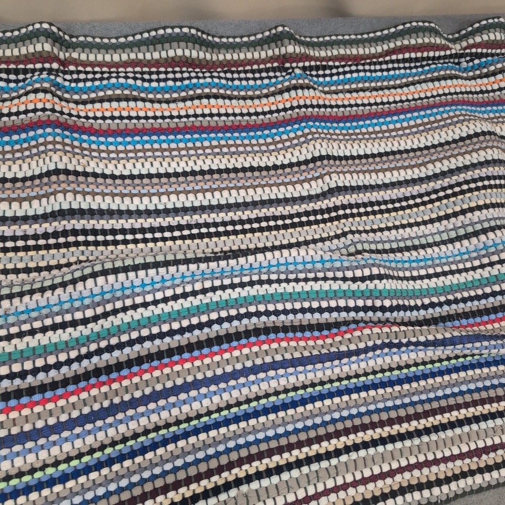 Handwoven Multi Color Striped Rag Rug Bohemian Farmhouse Accent Floor Mat - Picture 4 of 5